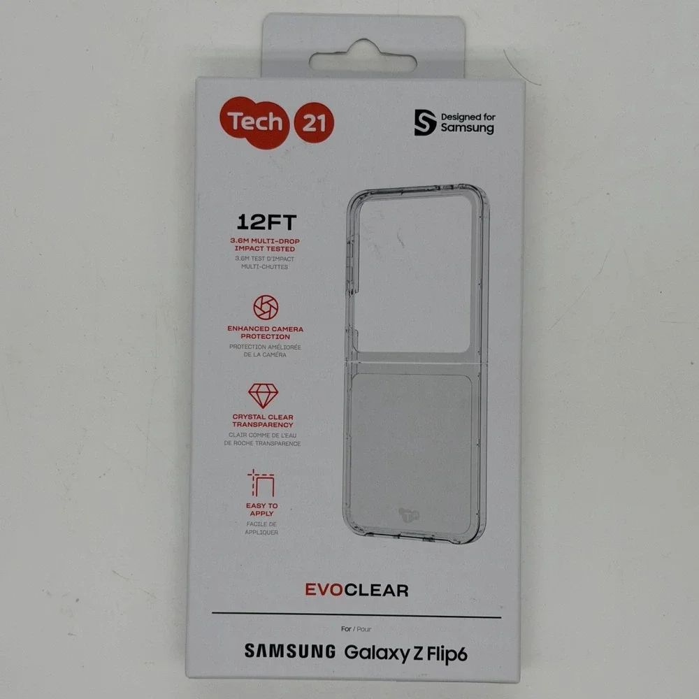 Tech21 EvoClear Phone Case Clear 12' Drop Protection For Samsung Galaxy Z Flip6